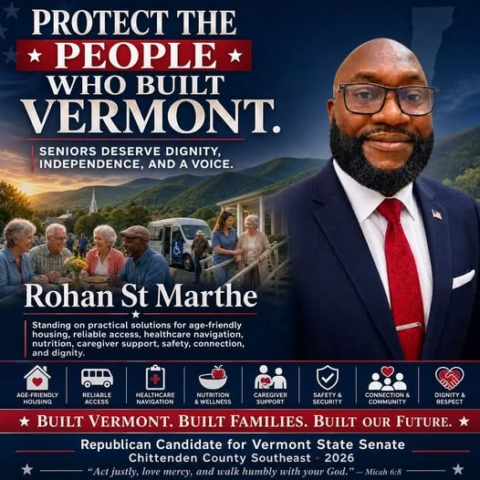 Rohan St. Marthe campaign graphic supporting Vermont seniors